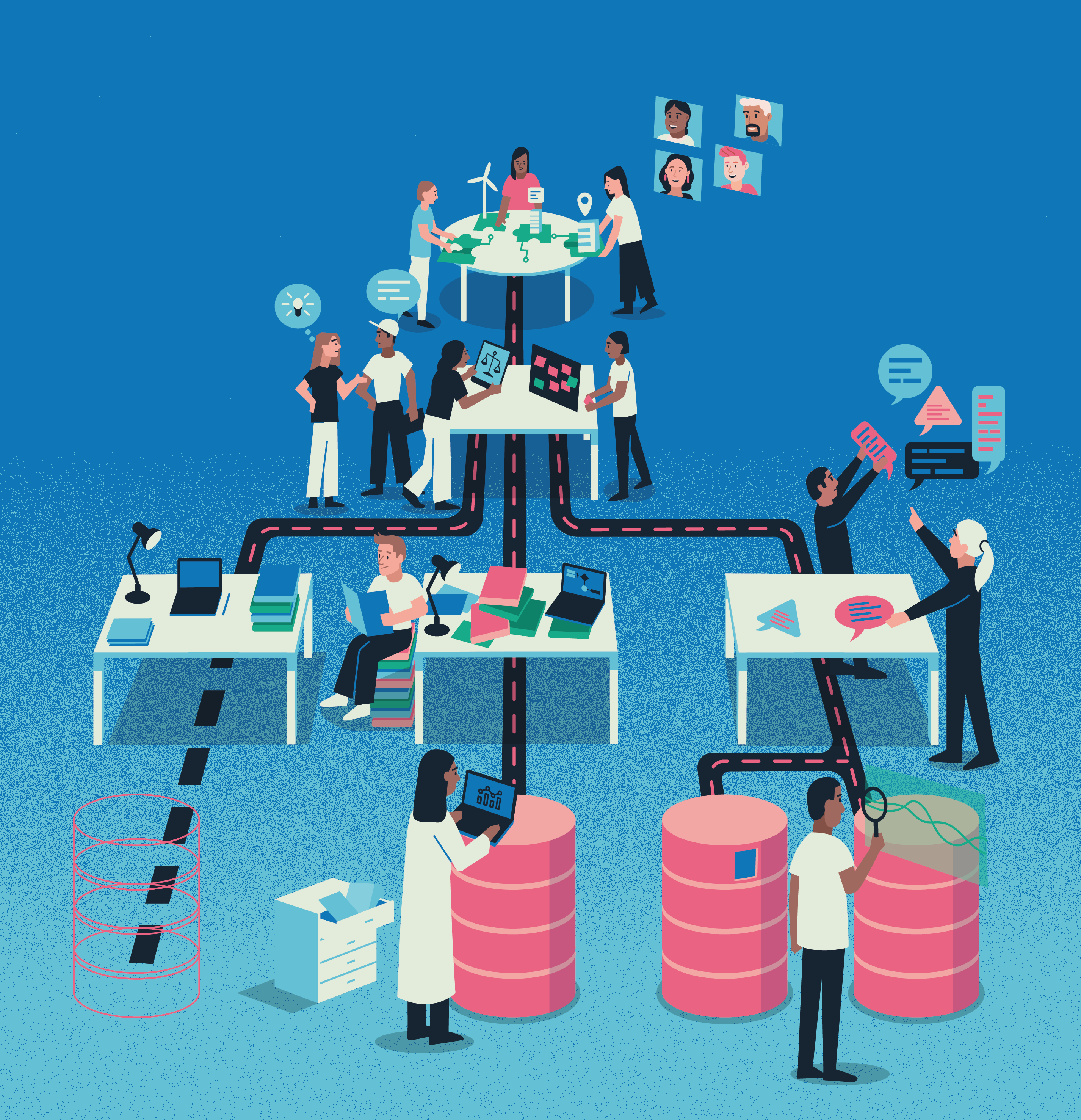 An image showing the collaborative process of building an assurance case. It is a participatory process which requires stakeholder engagement as well as co-designing by project team members.