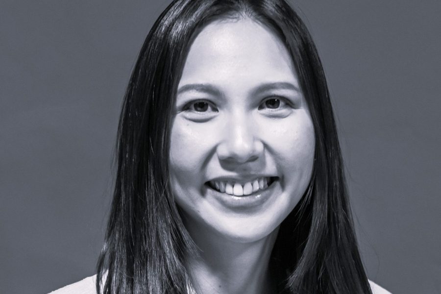 Black and white photograph of Natalie Leesakul