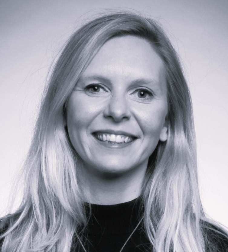 A headshot of Sophie Frost in black and white