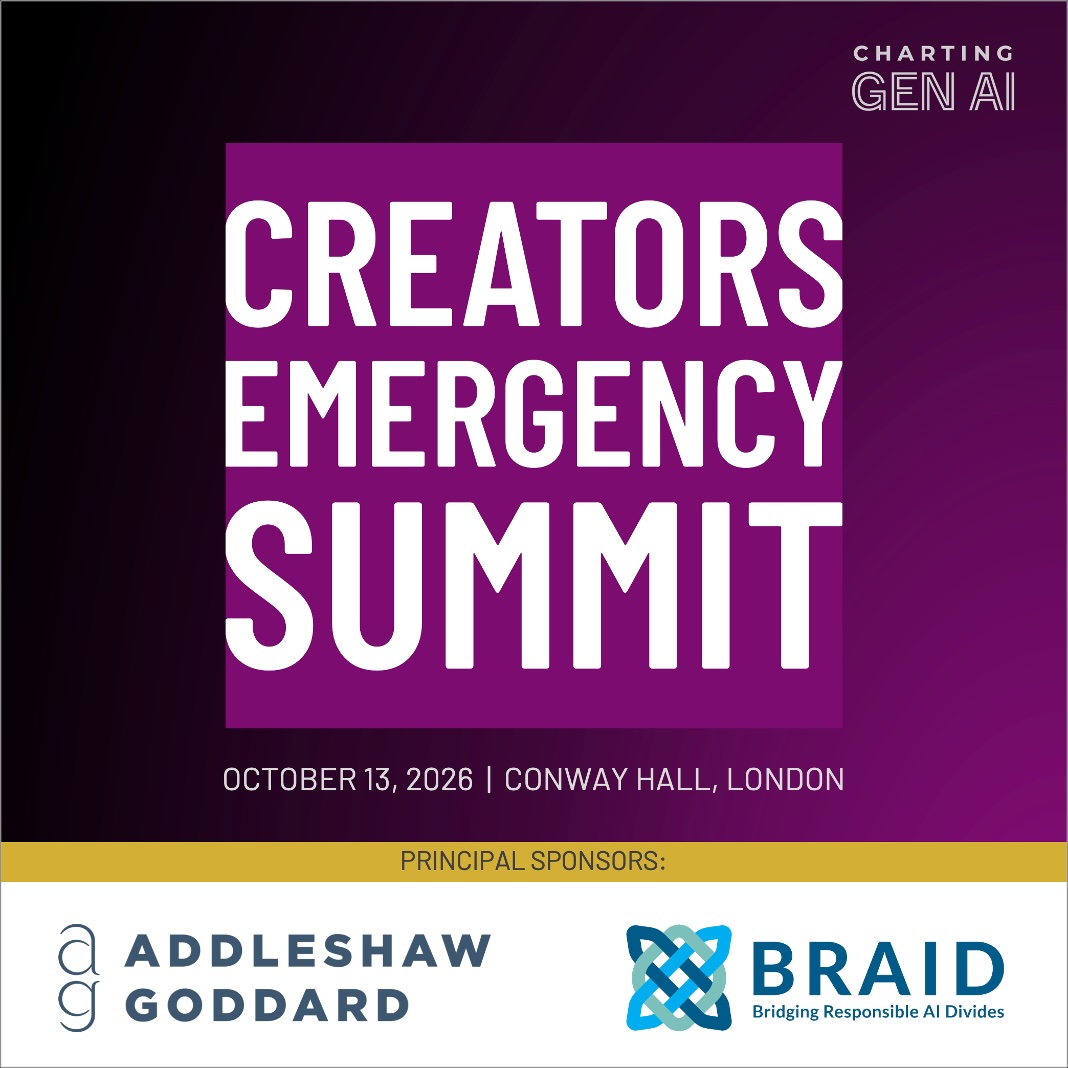Image with treat overlay Creators Emergency Summit. Creativity is in crisis, be part of the solution.