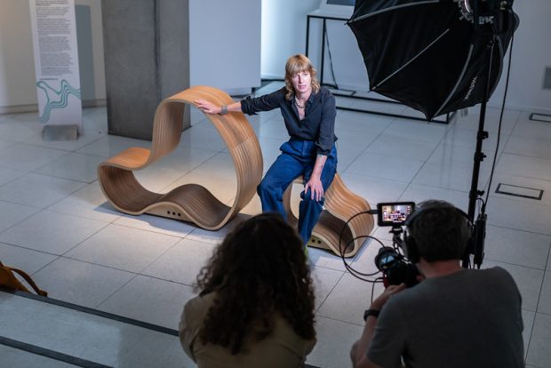 Artist Julie Freeman is interview alongside her commissioned artwork during Tipping Point